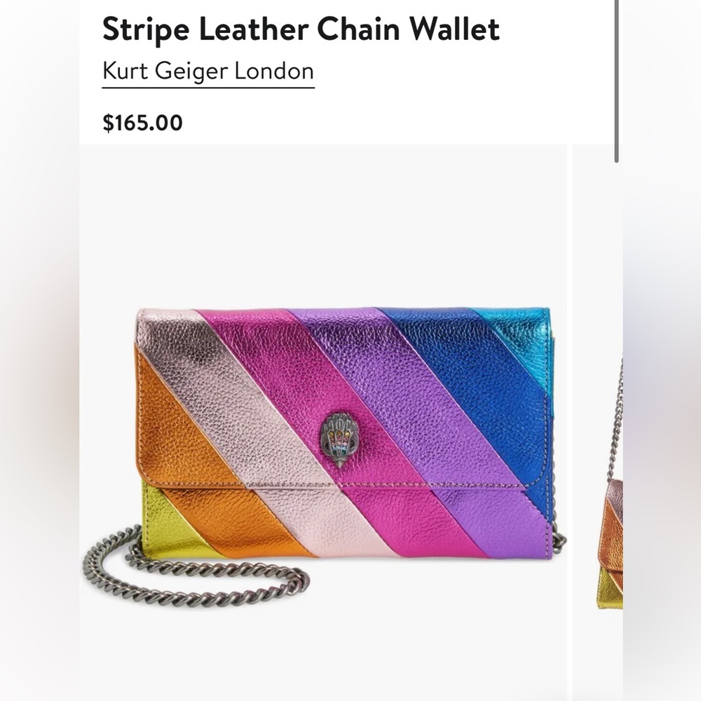 Kurt Geiger Stripe Leather Chain Wallet